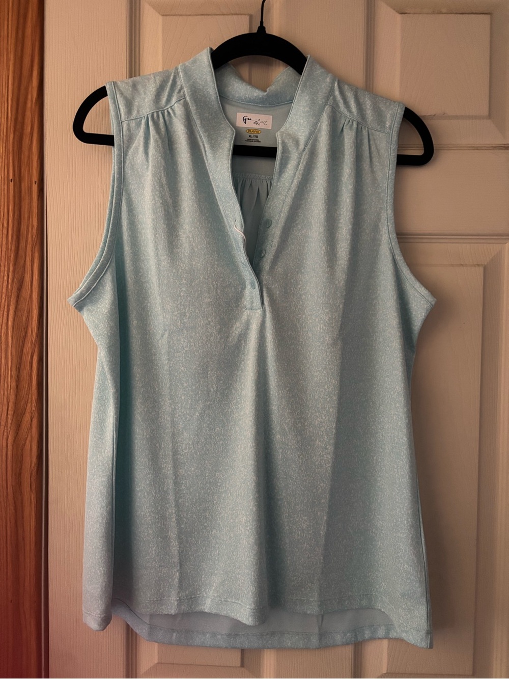 Greg Norman Collection Sleeveless Sparkle Polo Top - Light Blue